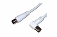 PREMIUMCORD TV kabel anténní propojovací 10m, konektor 90° (koaxiální, M/F, 75 Ohm)