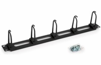 TRITON 19" vyvazovací panel průchozí 1U - 5x plastová úchytka velká, černá