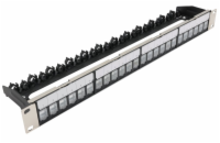 XtendLan PP19-24N-N XtendLan Patch panel 19", 24 portů, neosazený, stíněný, černý, ,CAT5e,6,6A,7, vyvazovák