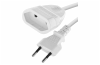 Dvoužilový pohyblivý přívod 3 m / 1 zásuvka / bílý / PVC / 0,75 mm2
