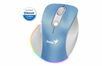 GENIUS Ergo 9000S Pro Light Blue/ duální Bluetooth + 2,4GHz/ 2400 dpi/ bezdrátová/ 6tlačítková/ dobíjecí/ RGB/ modrobílá