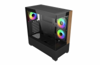 Cooler Master case Elite 690 Wood, ATX, Průhledná bočnice, 3x 120mm ARGB Fan, Černá