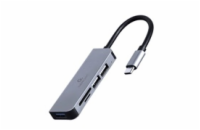 GEMBIRD hub, 3-port USB 3.1, Type-C, se čtečkou karet