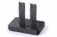GEMBIRD dokovací stanice pro stolní počítače DD2-U3M2, USB-C, 2x M.2 SATA, NVMe SSD, černá