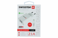 Swissten Síťový Adaptér Smart Ic 2X Usb 2,1A Power + Datový Kabel Usb / Lightning 1,2 M Bílý
