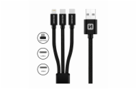 Swissten datový kabel textile 3in1 1,2 m černý (lightning, 2x usb-c)
