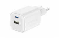 Swissten síťový adaptér gan 1x usb-c 45w pd + 1x usb-a 18w qc bílý