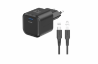 Swissten síťový adaptér gan 1x usb-c 35w power delivery černý + datový kabel usb-c/lightning 1,2 m černý