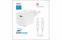 Swissten síťový adaptér gan 1x usb-c 35w power delivery bílý + datový kabel usb-c/usb-c 1,2 m bílý