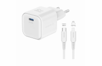 Swissten síťový adaptér gan 1x usb-c 35w power delivery bílý + datový kabel usb-c/lightning 1,2 m bílý
