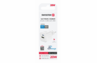 Swissten síťový adaptér gan 1x usb-c 20w pd a 1x usb-a 18w qc bílý
