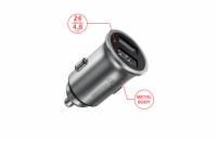 Swissten cl adaptér 2x usb 4,8a metal silver (eco balení)