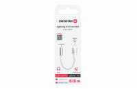 Swissten audio adaptér - textile lightning (samec) / 3,5mm aux 0,15 m bílý (nahrazuje 73501212)