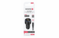 Swissten Cl Adaptér 2x USB-C PD, 50W Černý + Kabel USB-C / USB-C, 1 M