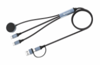Sandberg 3v1 cestovní nabíjecí kabel USB-C/USB-C/Apple Watch, 100 W, 1,2 m, černý