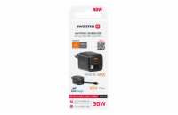 Swissten Síťový Adaptér Slidecharge GaN 30W, 1x USB-A 18W Se Zatahovacím USB-C Kabelem 0,75m Černý