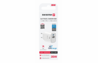 Swissten Síťový Adaptér Edge GaN 1x USB-C PD 35W + 1x USB-A 18W QC Bílý