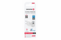 Swissten Síťový Adaptér Edge GaN 1x USB-C PD 25W + 1x USB-A 18W QC Bílý