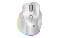 GENIUS Ergo 9000S Pro Pearl White/ duální Bluetooth + 2,4GHz/ 2400 dpi/ bezdrátová/ 6tlačítková/ dobíjecí/ RGB/ bílá