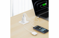 Swissten Síťový Adaptér Edge GaN 2x USB-C PD 65W + 1x USB-A 18W QC, Pro UK Zásuvku Bílý