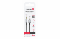 Swissten Textile audio adaptér USB-C/3,5mm Jack 1,5 m, černý