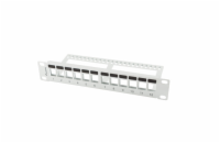 PATCH PANEL 12 PORTŮ 1U S ORGANIZÉREM PRO KEYSTONE MODULY ŠEDÝ LANBERG