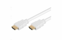 PremiumCord HDMI High Speed + Ethernet kabel,bílý, zlacené konektory, 15m