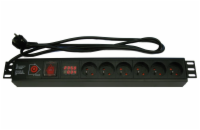 XtendLan 19   rozvodný panel 6x 230V, ČSN, nadproudová ochrana, měření spotřeby (např. při home office)