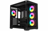 Krux skříň Tano ATX / 4x120 mm PWM ARGB fan / 2xUSB 3.0 / USB-C / panoramatická zaoblená/ černá