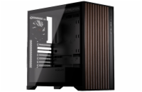 Krux skříň Palum / ATX / 2x120 mm fan / 2xUSB 2.0 / USB-C / dřevěné elementy / temperované sklo / černá