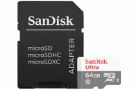 SanDisk MicroSDXC karta 64GB Ultra (80MB/s, Class 10, Android) + adaptér