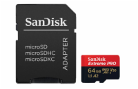 SanDisk micro SDXC karta 64GB Extreme PRO (200 MB/s Class 10, UHS-I U3 V30) + adaptér