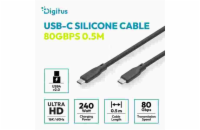 Digitus silikonový kabel USB4 verze 2.0, USB 80 Gbps, 0,5 m, černý