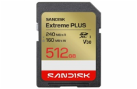SanDisk SDXC karta 512GB Extreme PLUS (R240/W160 MB/s Class 10, UHS-I U3 V30)