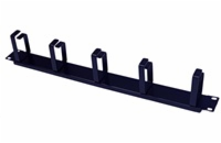 BAZAR - 19" vyvazovací panel 1U, 5x kovový úchyt, 40x70mm, černý - poškozený obal