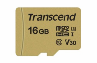 Transcend 16GB microSDHC 500S UHS-I U3 V30 (Class 10) MLC paměťová karta (s adaptérem), 95MB/s R, 50MB/s W 