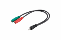 PREMIUMCORD Adaptér Jack 3,5mm 4pin - 2x stereo Jack 3,5mm, redukce (M/2xF, 4 pólový)