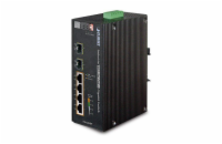 Planet IGS-624HPT Průmyslový Switch 4x 1Gb RJ-45 + 2x 1Gb SFP, PoE+ 802.3at 36/120W, IP40, DC12-56V, -40/+75°C, fanless