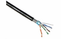 FTP kabel LYNX Cat5E, drát, venkovní dvojitý plášť PE+PE, černý, 305m, cívka