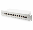 Digitus DN-91612S-EA-G DIGITUS CAT 6A Patch Panel, stíněný, 12-portové pole se štítkem, 1U, 10 "montáž do stojanu, šedá RAL 7035