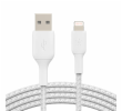 Belkin CAA002bt1MWH oplétaný USB-A - Lightning, 1m, bílý Belkin Lightning kabel, 1m, bílý - odolný