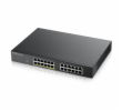 ZYXEL GS1900-24EP Zyxel GS1900-24EP 24-port Gigabit Smart Managed PoE Switch, 24x gigabit RJ45 (z toho 12x PoE), PoE budget 130W