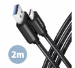 AXAGON BUCM3-AM20AB, SPEED kabel USB-C <-> USB-A, 2m, USB 3.2 Gen 1, 3A, ALU, oplet, černý