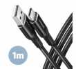 AXAGON datový a nabíjecí kabel USB-A na USB-C / USB2.0 / 3A / opletený / 1m / černý
